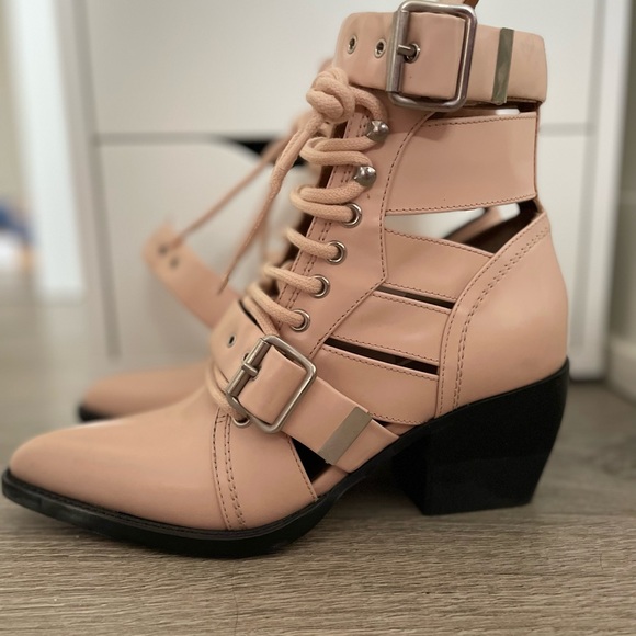 Chloe Pink Smooth Leather Rylee Ankle Boots Size US 6.5 or 36 1/2 - Picture 2 of 6